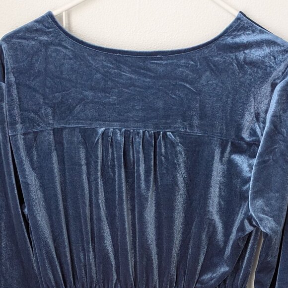 Piper + Scott Exclusive Blue Velvet Long Sleeve Dress, Medium - Picture 4 of 5